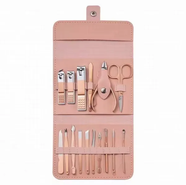 16_in_1_Rose_Gold_Manicure_Pedicure_Complete_Tool_Kit_|_Stainless_Steel_Nail_Care_Set_with_PU_Leather_Foldable_Case_|_Premium_Gift_Set_for_Women_&_Girls
