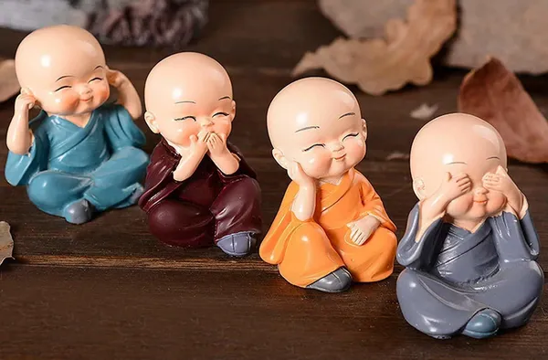 Multicolor_Polyresin_Soniya_Handcrafted_Baby_Monk_Buddha_Pack_Of_4_Statue_Decorative_Showpiece_-_4_Cm
