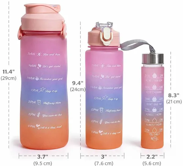 Multicolor_Motivational_Water_Bottle_2000_Ml_Plastic_Sipper_(Pack_Of_3)