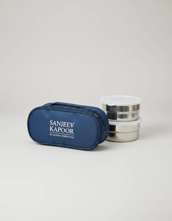 Sanjeev_Kapoor_by_Classic_Essentials_Stainless_Steel_Lunch_Box_Set_—_2_Containers_with_Insulated_Bag