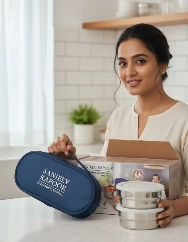 Sanjeev_Kapoor_by_Classic_Essentials_Stainless_Steel_Lunch_Box_Set_—_2_Containers_with_Insulated_Bag