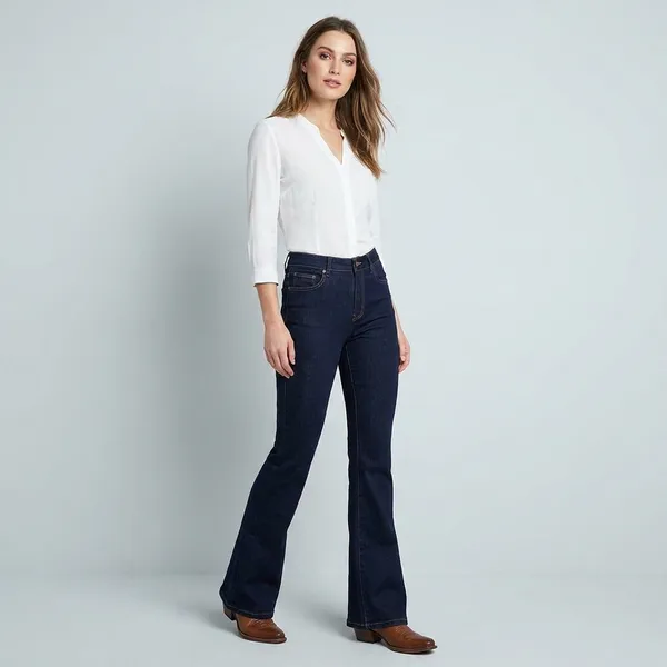 Womens_Dark_Blue_Flared_Denim_Jeans