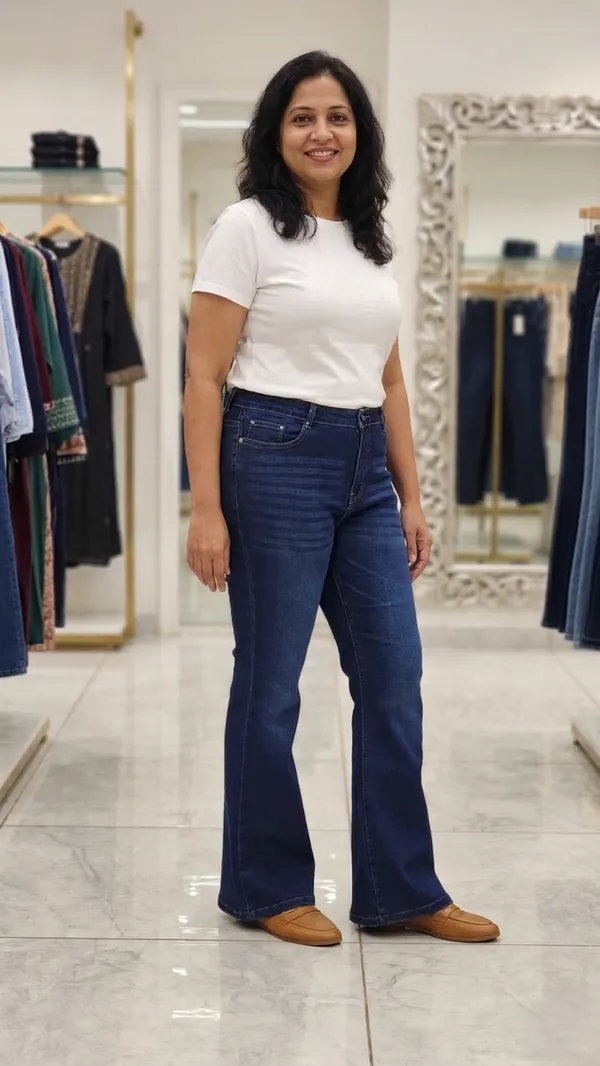 Womens_Dark_Blue_Flared_Denim_Jeans