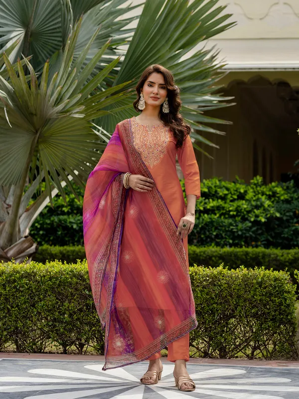 Women's_Orange_Rayon_Embroidered_Straight_Kurta_with_Rayon_Pant_And_Taby_Printed_Dupatta_Sets