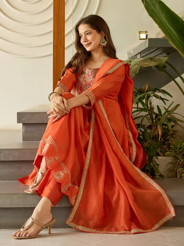 Orange_Anarkali_Suit_Set_with_Dupatta