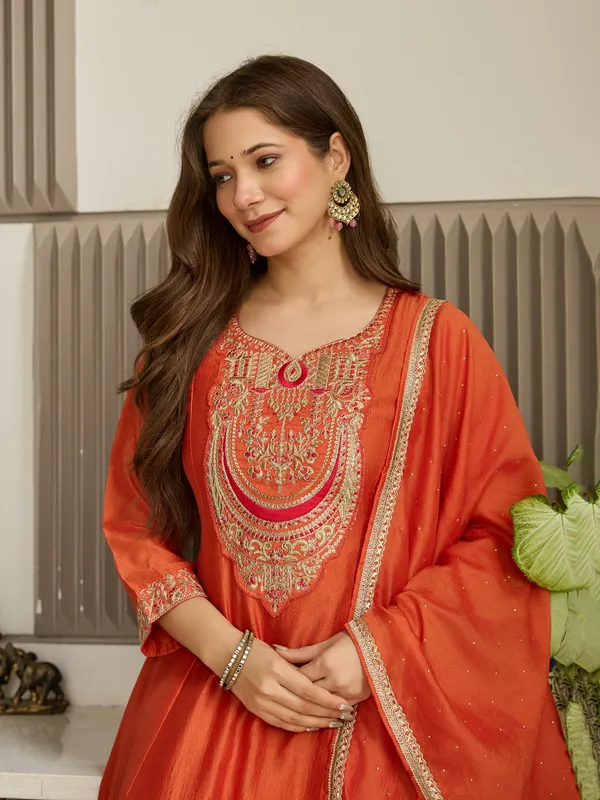 Orange_Anarkali_Suit_Set_with_Dupatta