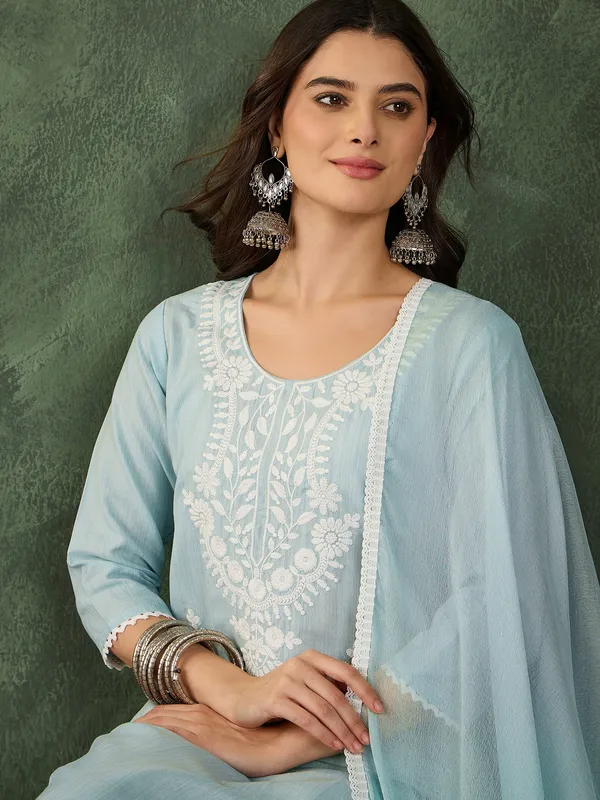 Sky_BlueEthnic_Cotton_Palazzo_Pants_With_Lace_Border