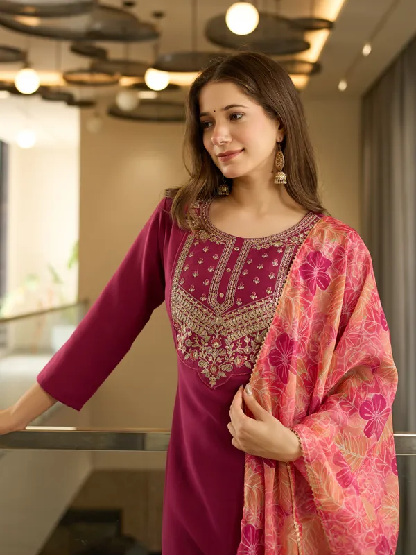 Pink_Salwar_Suit_Set_with_Floral_Dupatta