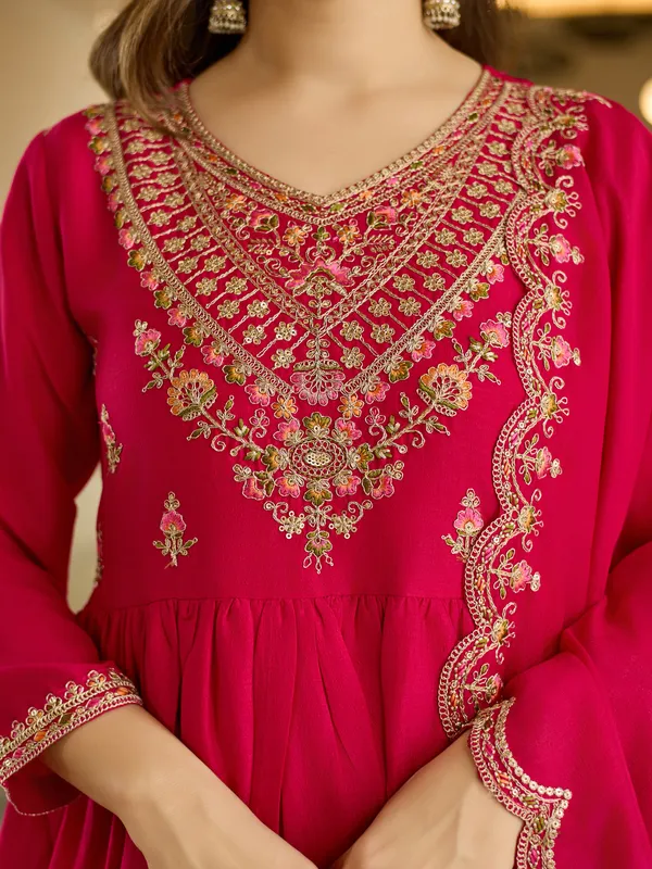 Red_Anarkali_Suit_Set_With_Embroidered_Yoke_And
