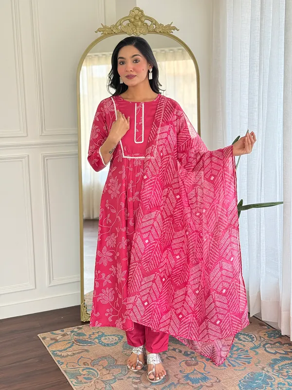Pink_Print_Anarkali_Kurta_Set_With_Dupatta