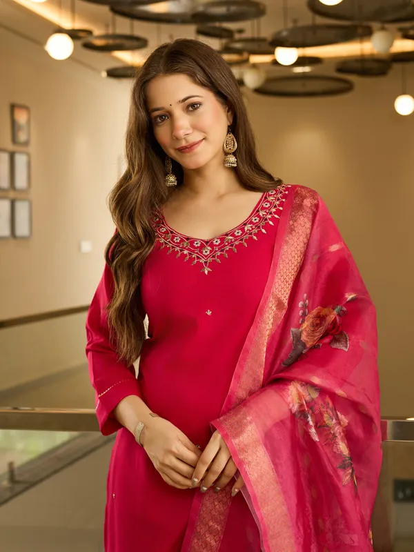 Red_Pink_Salwar_Suit_Set_With_Dupatta