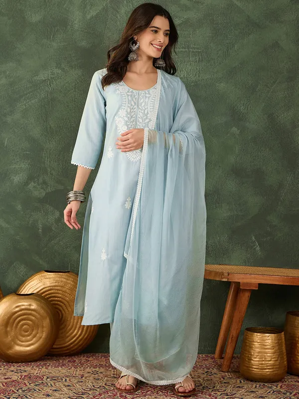 Sky_BlueEthnic_Cotton_Palazzo_Pants_With_Lace_Border