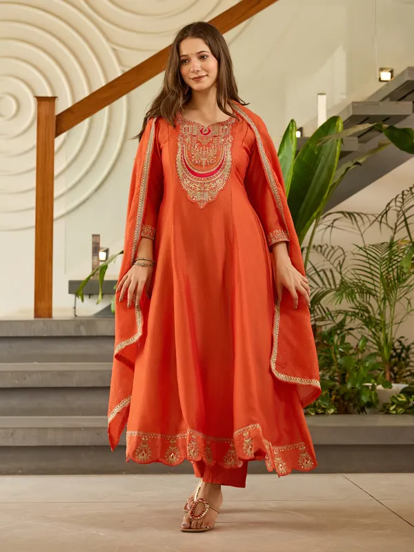 Orange_Anarkali_Suit_Set_with_Dupatta