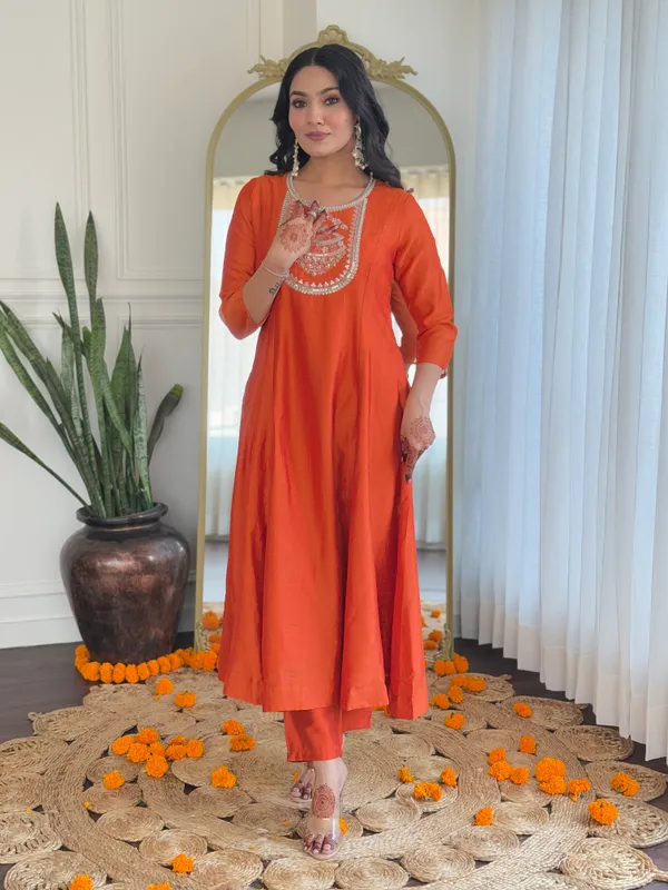 Orange_Anarkali_Kurta_Set_With_Dupatta