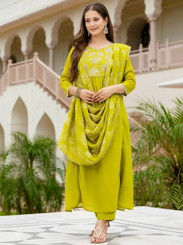 Green_Embroidered_Anarkali_Kurta_With_Pants