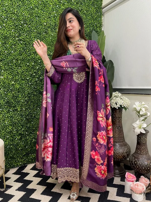 Purple_Floral_Print_Ethnic_Suit_Set_With_Dupatta