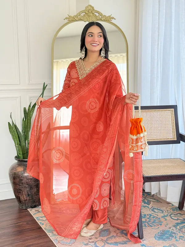 Orange_Print_Cotton_Suit_Set_With_Dupatta