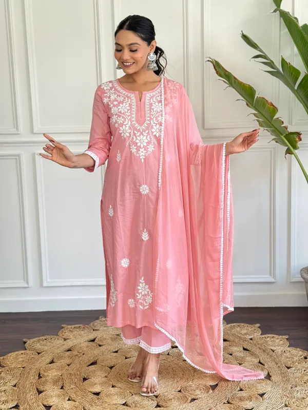 Peach_Chanderi_Silk_Kurta_Set_With_Dupatta