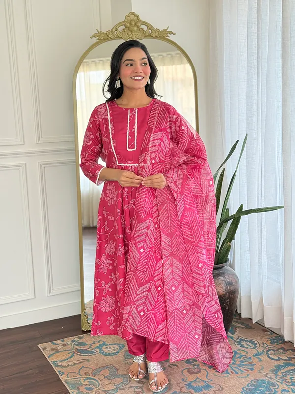 Pink_Print_Anarkali_Kurta_Set_With_Dupatta