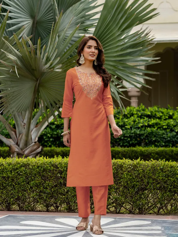 Women's_Orange_Rayon_Embroidered_Straight_Kurta_with_Rayon_Pant_And_Taby_Printed_Dupatta_Sets