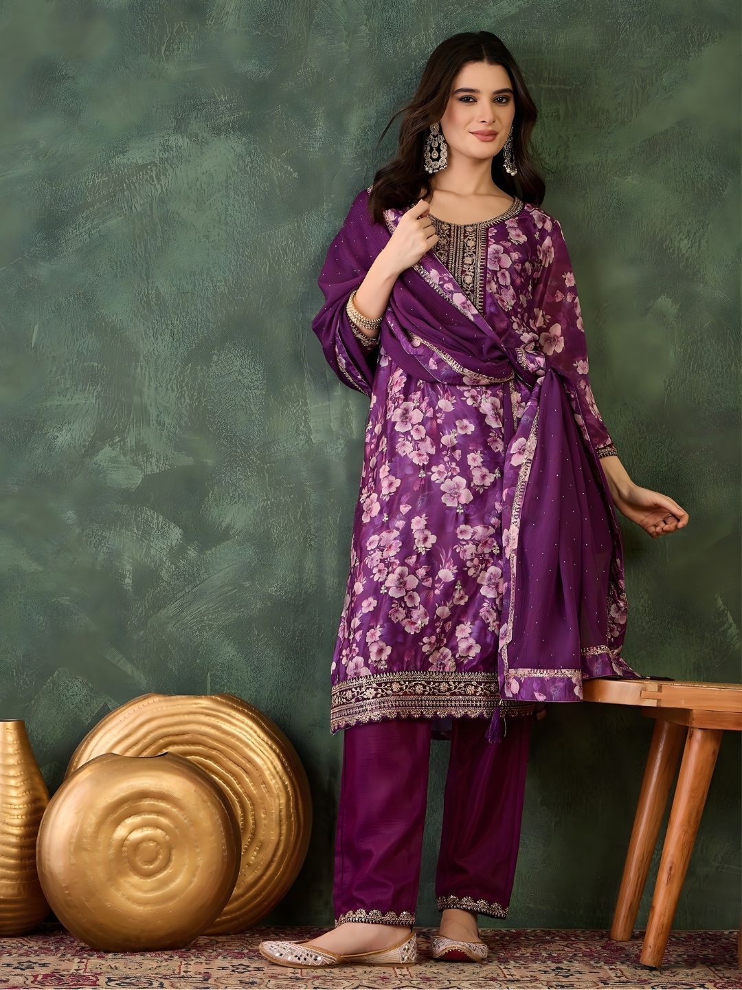 Purple_Ethnic_Kurta_Palazzo_Set_With_Floral_Border