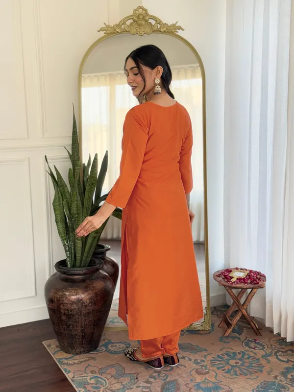 Women's_Orange_Rayon_Embroidered_Straight_Kurta_with_Rayon_Pant_And_Taby_Printed_Dupatta_Sets