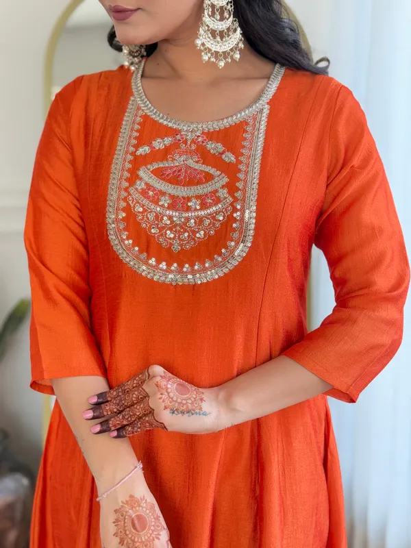 Orange_Anarkali_Kurta_Set_With_Dupatta
