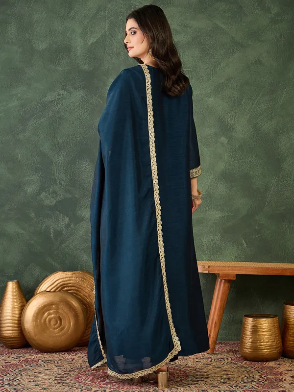 Navy_Blue_Embroidered_Kaftan_Dress_with_Golden_Detailing