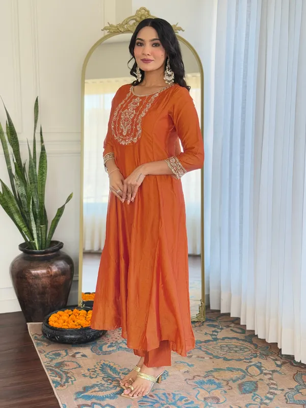 Rust_Anarkali_Kurta_Set_With_Palazzo