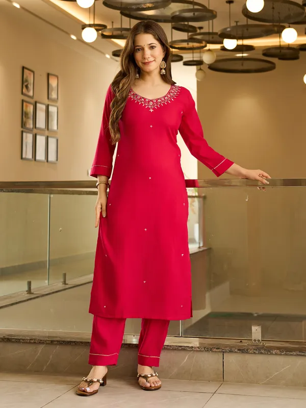 Red_Pink_Salwar_Suit_Set_With_Dupatta