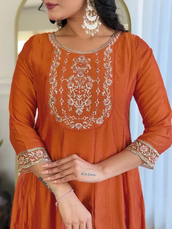 Rust_Anarkali_Kurta_Set_With_Palazzo
