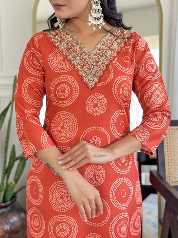 Orange_Print_Cotton_Suit_Set_With_Dupatta