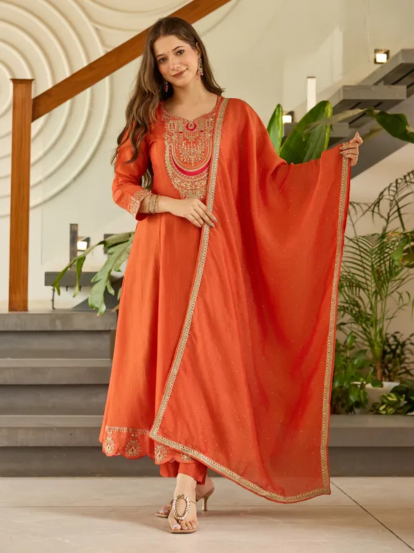 Orange_Anarkali_Suit_Set_with_Dupatta