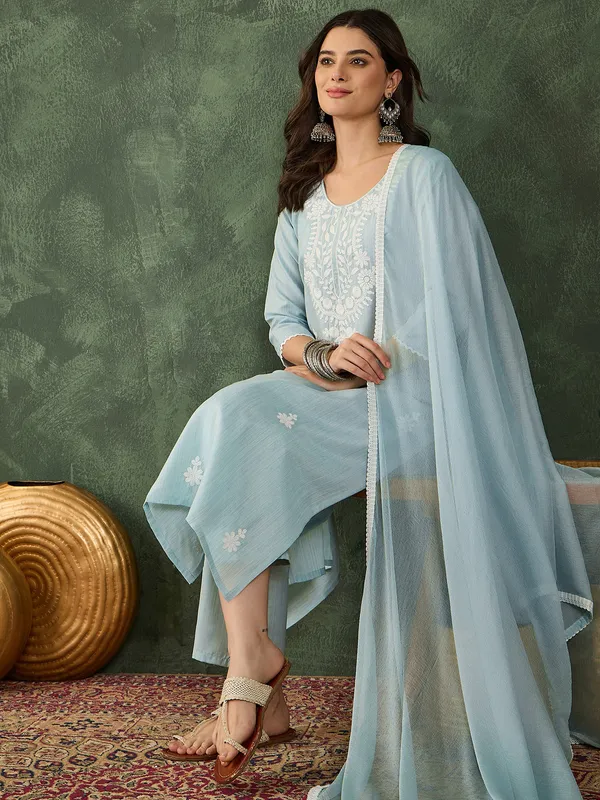 Sky_BlueEthnic_Cotton_Palazzo_Pants_With_Lace_Border