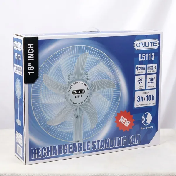 ONLITE_L5113_16-Inch_Rechargeable_Standing_Fan__-_20W,_180°_Oscillation,_3h/10h_Runtime