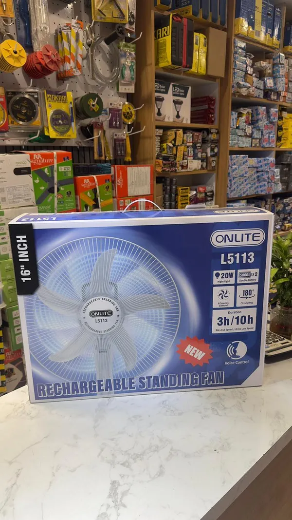 ONLITE_L5113_16-Inch_Rechargeable_Standing_Fan__-_20W,_180°_Oscillation,_3h/10h_Runtime
