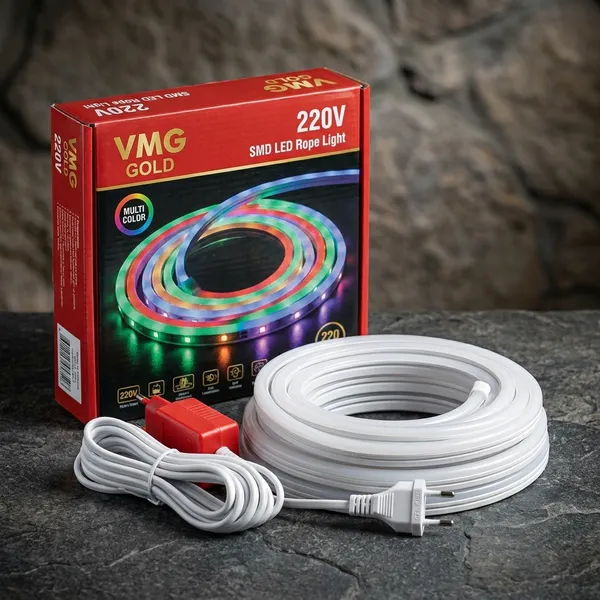 VMC_Gold_220V_SMD_LED_Rope_Light_with_Wireless_Remote_-_2835_Chip,_48_LEDs/Meter,_Running_Effect