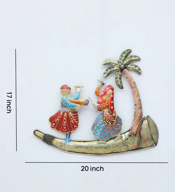 Handcrafted_Metal_Wall_Art_-_Couple_In_Boat_With_Palm_Tree
