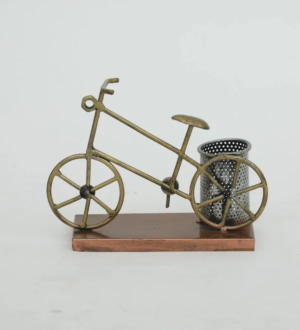 Vintage_Brass_Bicycle_Pen_Stand_With_Metal_Holder