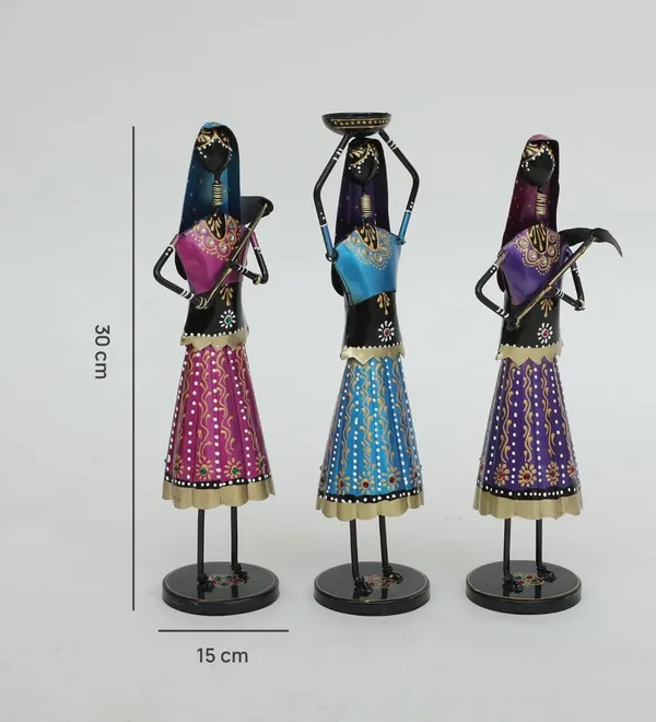 Decorative_Metal_Figurines_Set_Of_3_-_Traditional_Women_Carrying_Pots