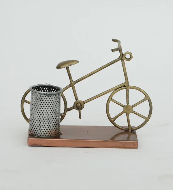 Vintage_Brass_Bicycle_Pen_Stand_With_Metal_Holder