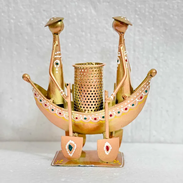 Decorative_Brass_Boat_Pen_Stand_With_Two_Figurines