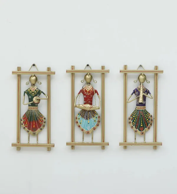 Set_Of_3_Decorative_Handcrafted_Metal_Musician_Wall_Hangings_With_Wooden_Frame