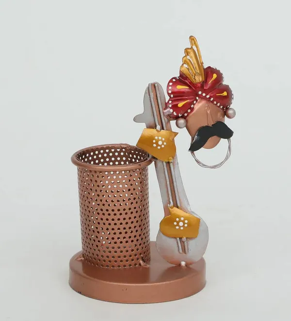 Decorative_Rajasthani_Man_Pen_Holder_With_Copper_Finish