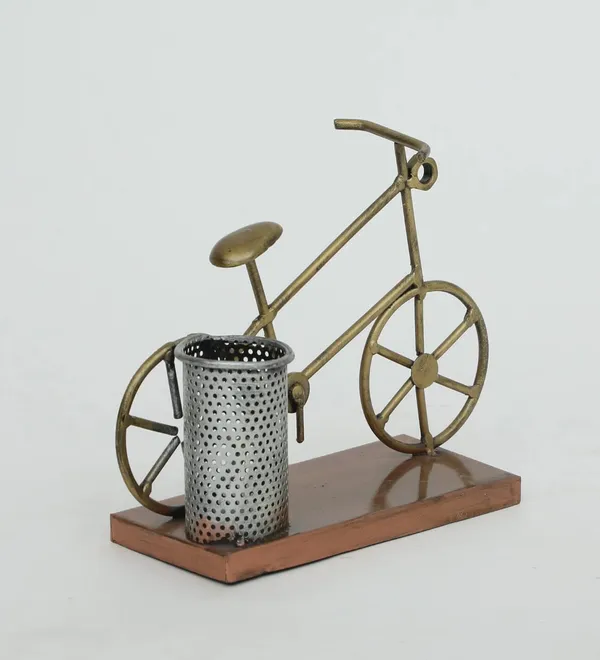 Vintage_Brass_Bicycle_Pen_Stand_With_Metal_Holder