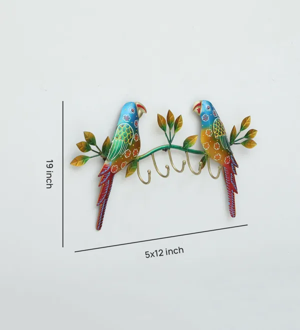 Decorative_Metal_Parrot_Wall_Hook_With_Leaf_Design_-_Key_Holder_And_Wall_Decor