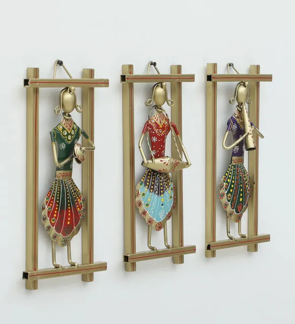 Set_Of_3_Decorative_Handcrafted_Metal_Musician_Wall_Hangings_With_Wooden_Frame