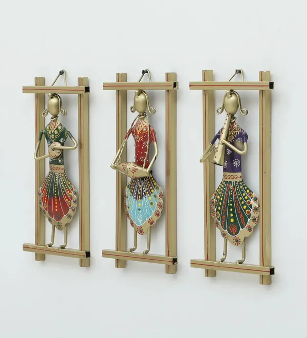 Set_Of_3_Decorative_Handcrafted_Metal_Musician_Wall_Hangings_With_Wooden_Frame
