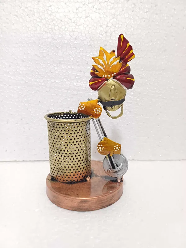 Decorative_Rajasthani_Man_Pen_Holder_With_Copper_Finish