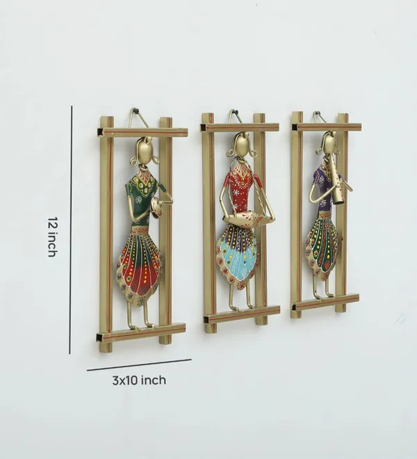 Set_Of_3_Decorative_Handcrafted_Metal_Musician_Wall_Hangings_With_Wooden_Frame